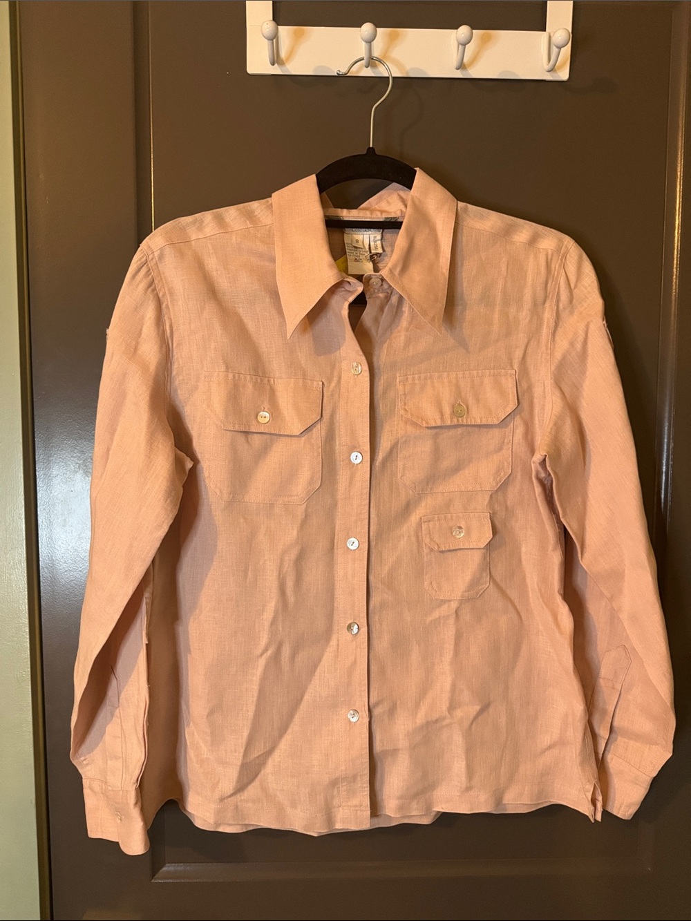 100% linen button down blouse - salmon pink, size 8 - Conrad C - like new